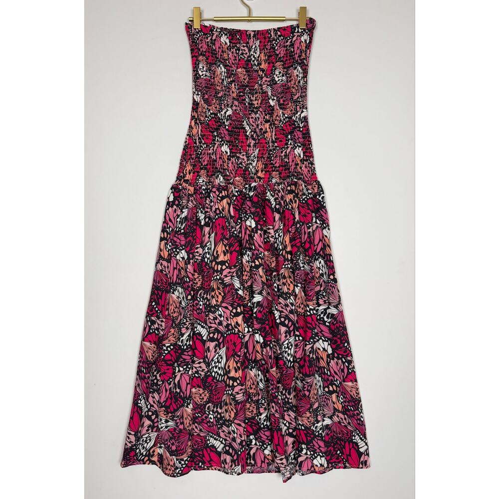 L*Space Lila Strapless Maxi Dress Wings N Things Pink Butterfly Print Small NWT - Picture 10 of 13